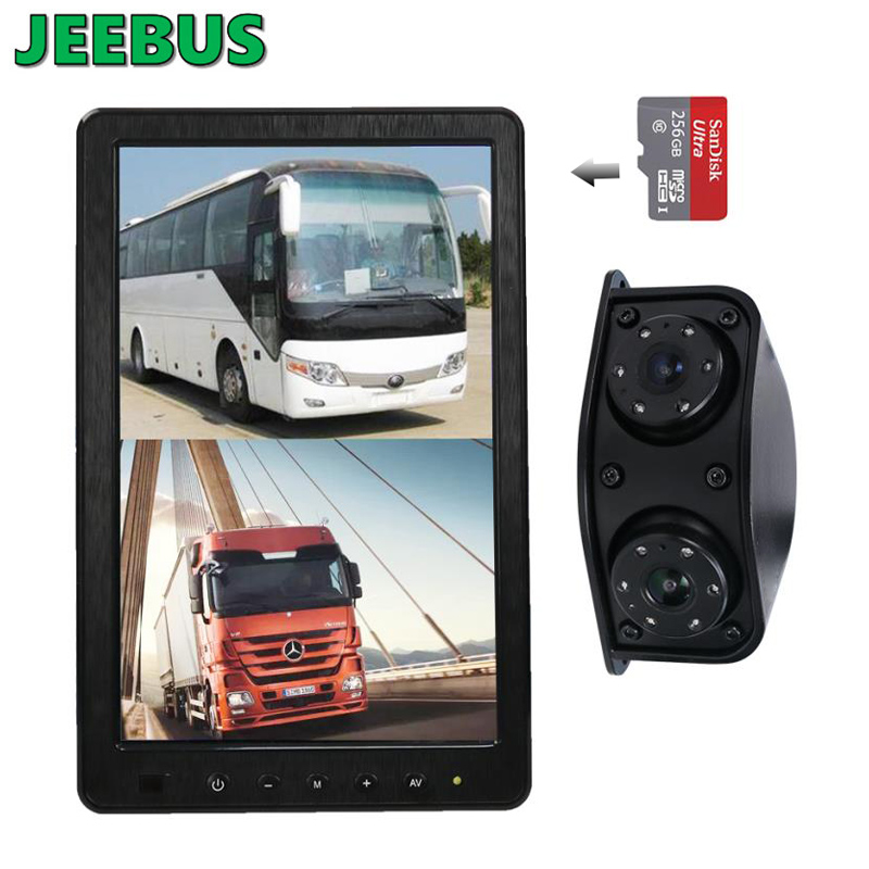 Videocamera per autobus per veicoli commerciali Telecamera per autobus da 10,1 pollici Specchietto retrovisore DVR Sistema di monitoraggio Visualizzazione video posteriore anteriore Registrazione