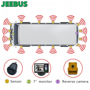 Veicolo Coach Bus parcheggio Radar Sensor Monitor System HD 1080P Camera inversa con 16 Sensori Rilevazione della vista digitale di avvertimento Blind Spot