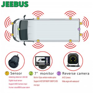 Sistema di monitoraggio del sensore di parcheggio visivo ad ultrasuoni all\'ingrosso con telecamera inversa Car Van Camper 8 sensori Radar Detect Display digitale